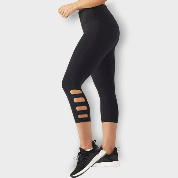 Glyder Leggings Cropped Cut Out Ninja Workout Black Gym Wear Size Small - Picture 2 of 9